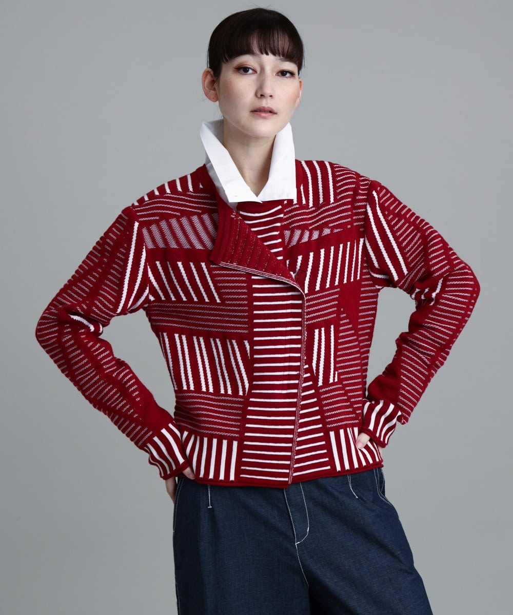 日本製 ストライプジャガードニットジャケット その他のジャケット スーツ Trunk Hiroko Koshino ヒロココシノ イトキンオンラインストア