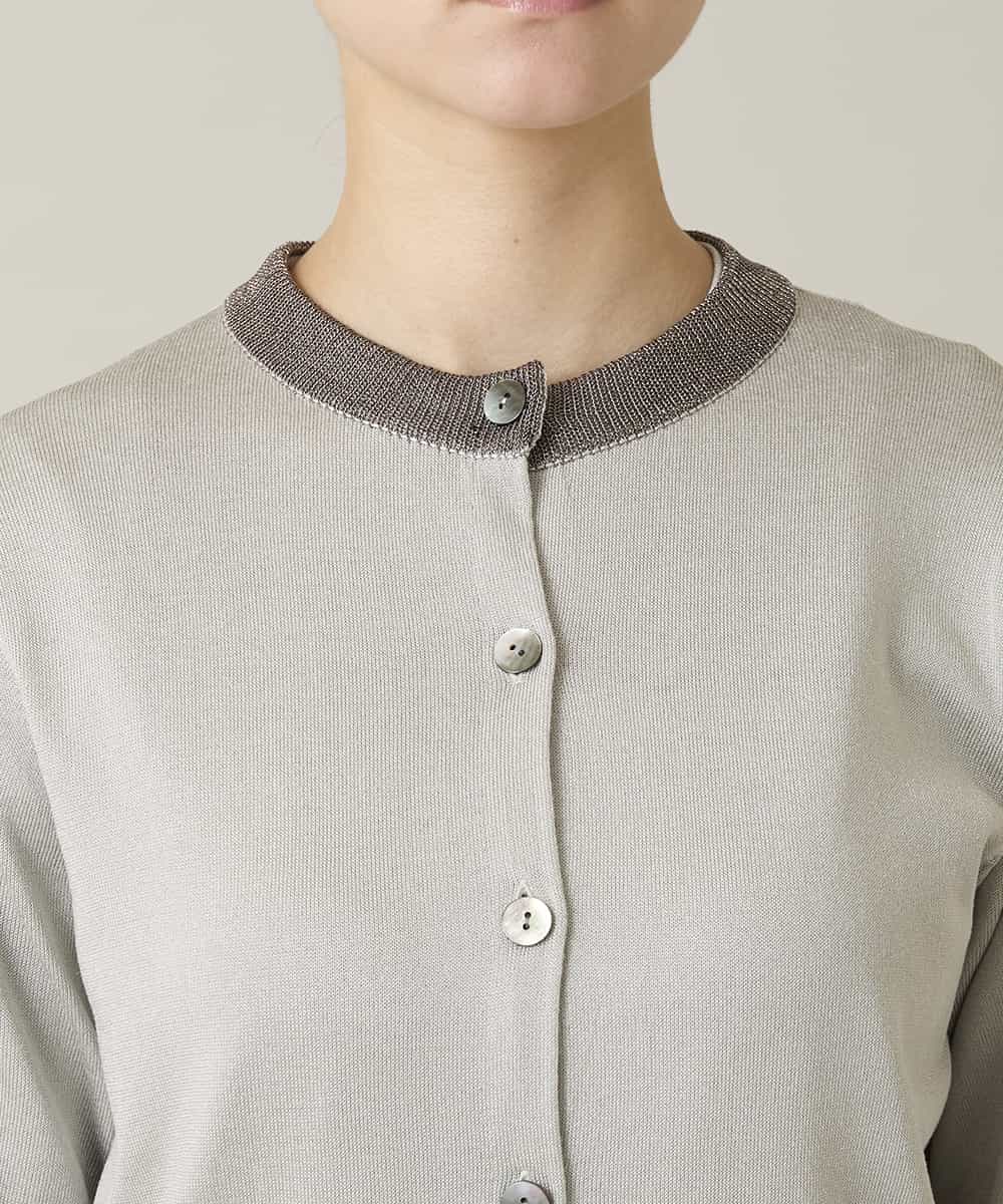 RSSFD07360 TRUNK HIROKO KOSHINO(ヒロココシノ) ソフトラメニットカーディガン グレージュ