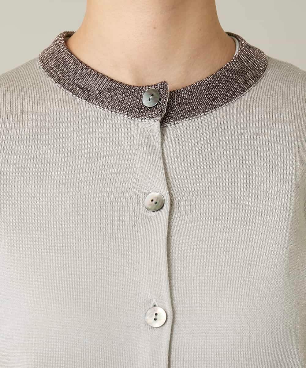 RSSFD07360 TRUNK HIROKO KOSHINO(ヒロココシノ) ソフトラメニットカーディガン グレージュ