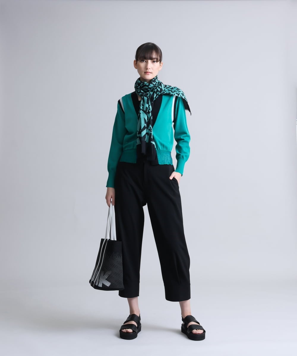 RSSFS10360 TRUNK HIROKO KOSHINO(ヒロココシノ) 配色ニットカーディガン グリーン