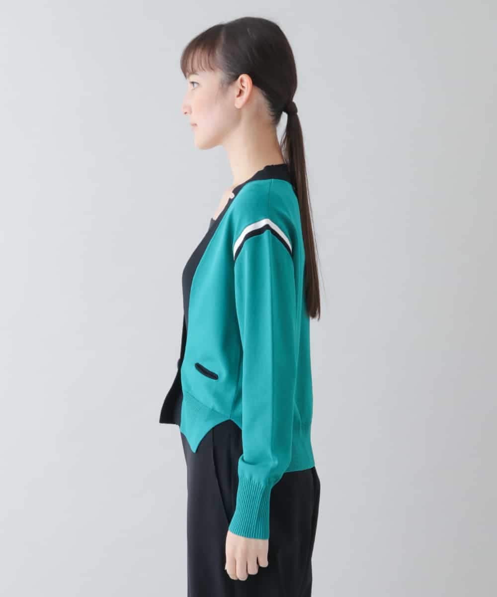 RSSFS10360 TRUNK HIROKO KOSHINO(ヒロココシノ) 配色ニットカーディガン グリーン