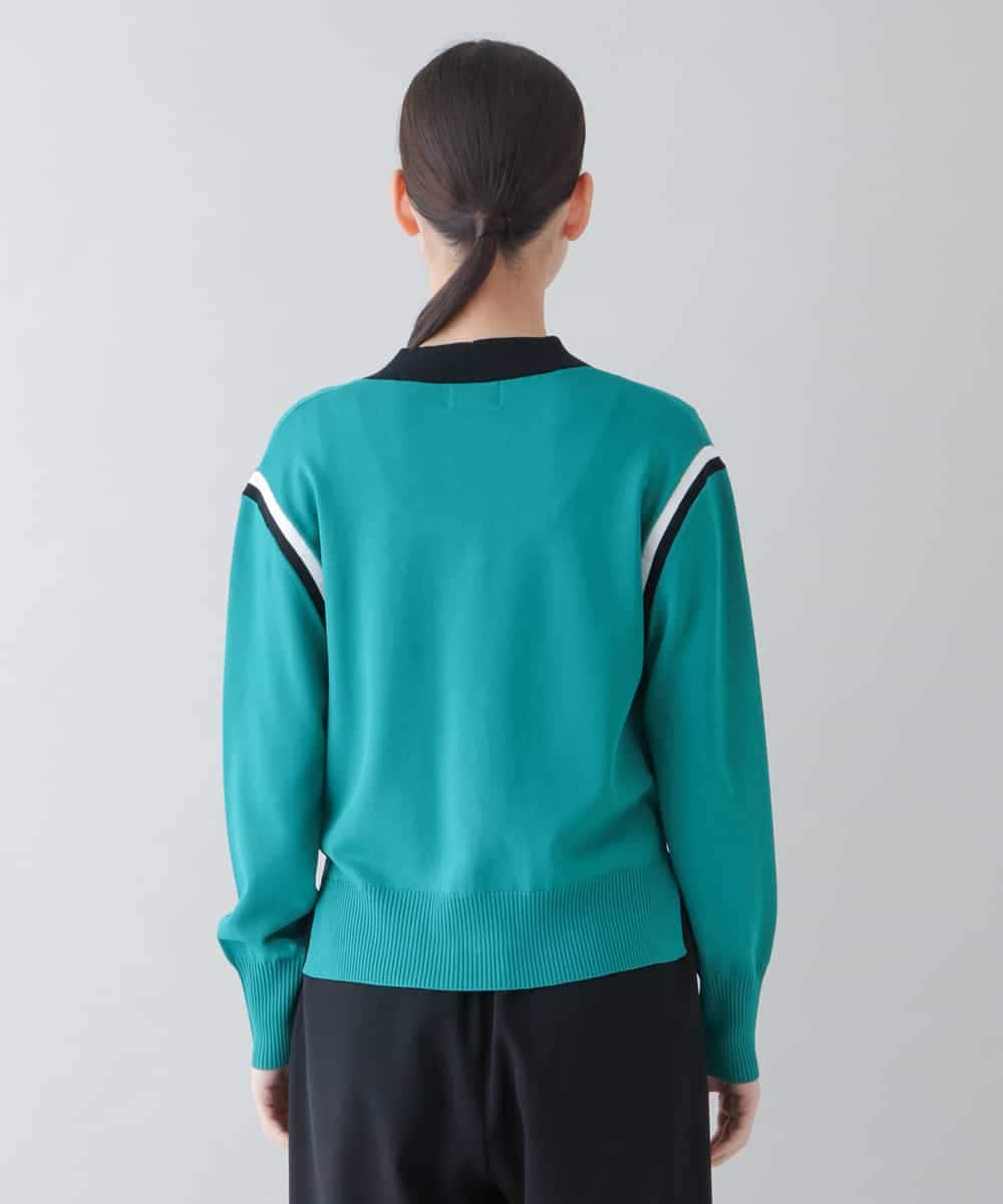 RSSFS10360 TRUNK HIROKO KOSHINO(ヒロココシノ) 配色ニットカーディガン グリーン