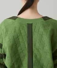 RSSGE09330 TRUNK HIROKO KOSHINO(ヒロココシノ) ロゴボーダーボレロカーディガン/日本製/洗える カーキ