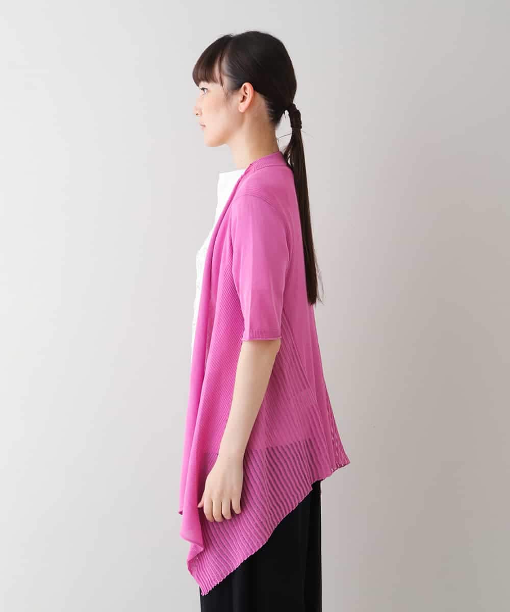RSSHT60270 TRUNK HIROKO KOSHINO(ヒロココシノ) 【洗える】レーシーニットカーディガン ピンク