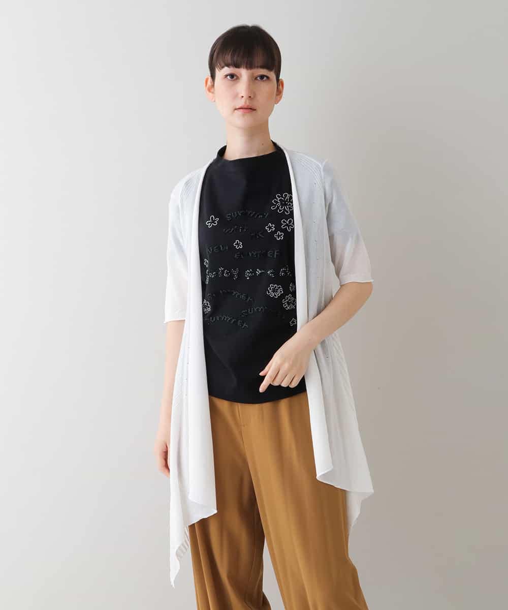 RSSHT60270 TRUNK HIROKO KOSHINO(ヒロココシノ) 【洗える】レーシーニットカーディガン ホワイト