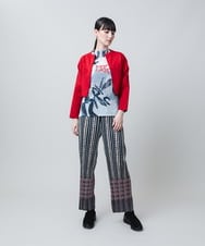 RSSJB05490 TRUNK HIROKO KOSHINO(ヒロココシノ) タックデザインボレロジャケット /洗える レッド