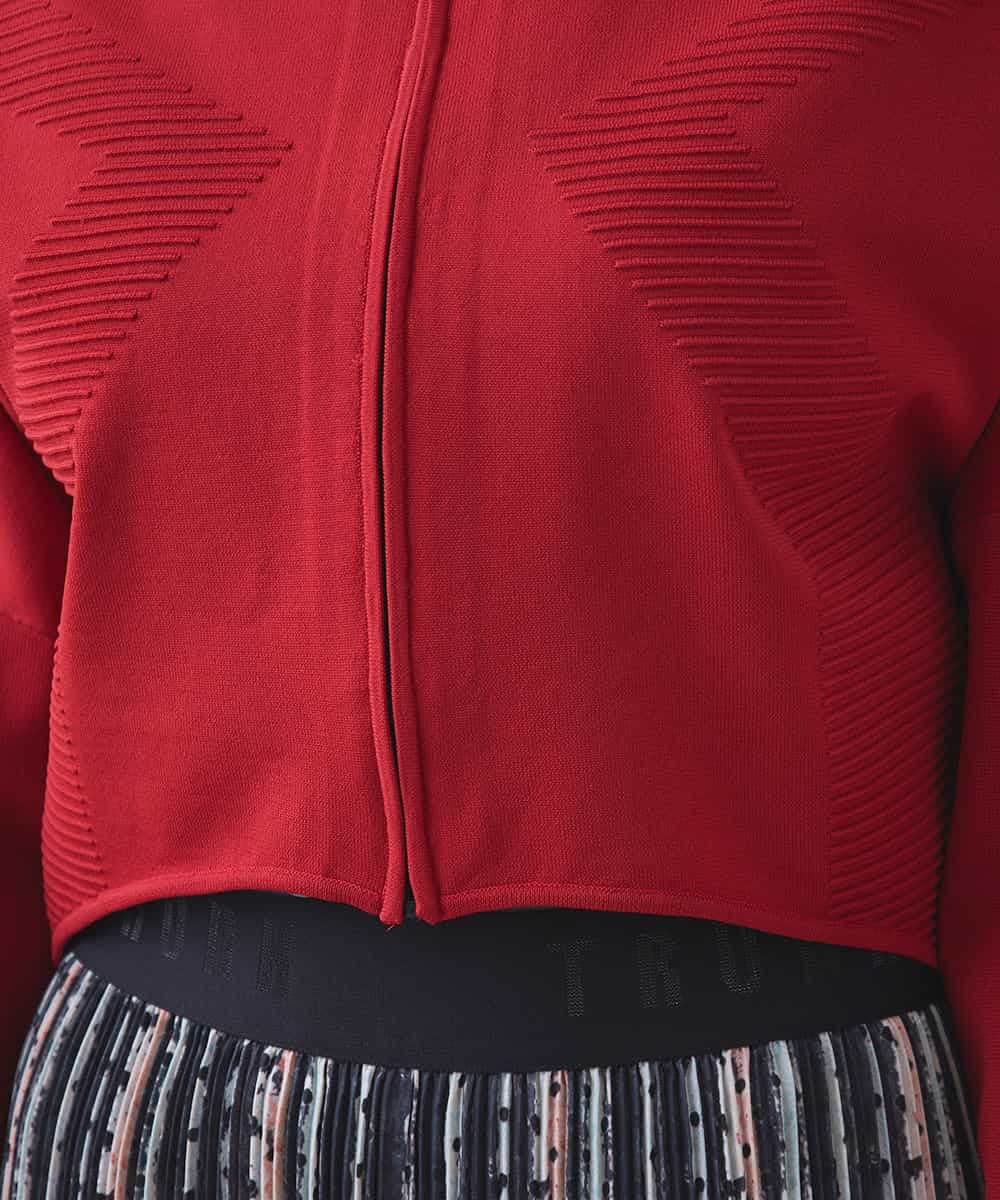 RSSJB05490 TRUNK HIROKO KOSHINO(ヒロココシノ) タックデザインボレロジャケット /洗える レッド