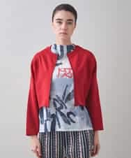 RSSJB05490 TRUNK HIROKO KOSHINO(ヒロココシノ) タックデザインボレロジャケット /洗える レッド