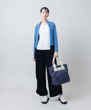 RSSJE10390 TRUNK HIROKO KOSHINO(ヒロココシノ) バイカラー和紙ニットカーディガン/日本製 ブルー