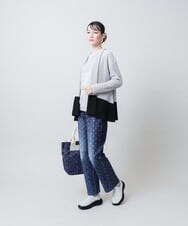 RSSJE10390 TRUNK HIROKO KOSHINO(ヒロココシノ) バイカラー和紙ニットカーディガン/日本製 ブルー