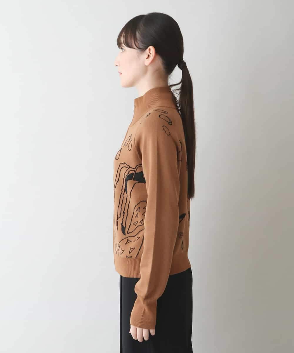 RSSJT10390 TRUNK HIROKO KOSHINO(ヒロココシノ) ジップアップニットカーディガン ベージュ
