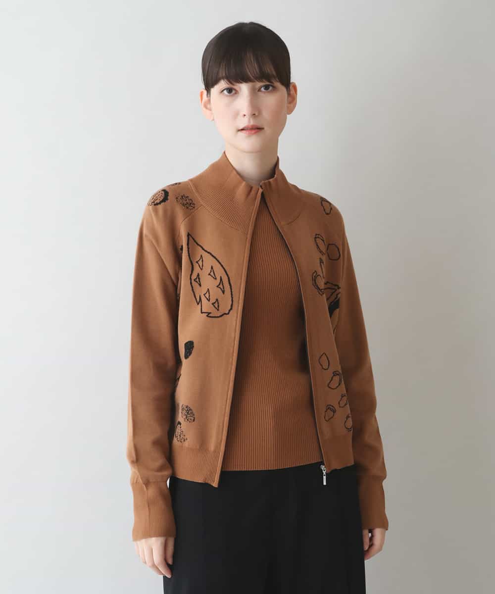RSSJT10390 TRUNK HIROKO KOSHINO(ヒロココシノ) ジップアップニットカーディガン ベージュ