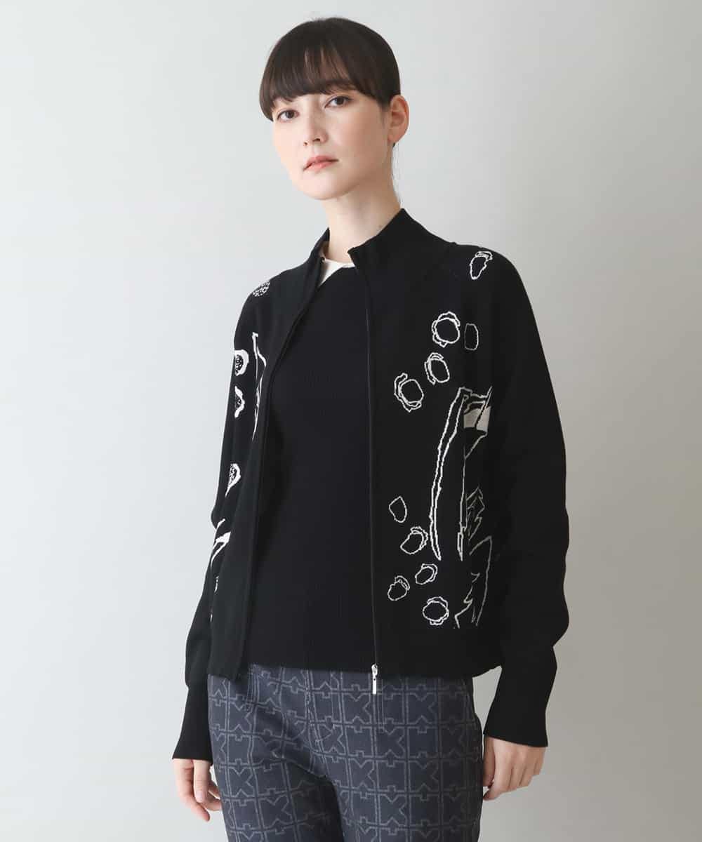 RSSJT10390 TRUNK HIROKO KOSHINO(ヒロココシノ) ジップアップニットカーディガン ブラック
