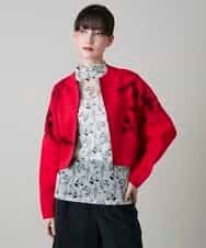 RSSLD08490 TRUNK HIROKO KOSHINO(ヒロココシノ) アニマル柄プリントニットジャケット レッド