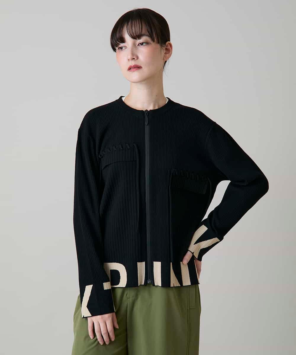 RSSLD09590 TRUNK HIROKO KOSHINO(ヒロココシノ) ロゴアクセントニットカーディガン ブラック