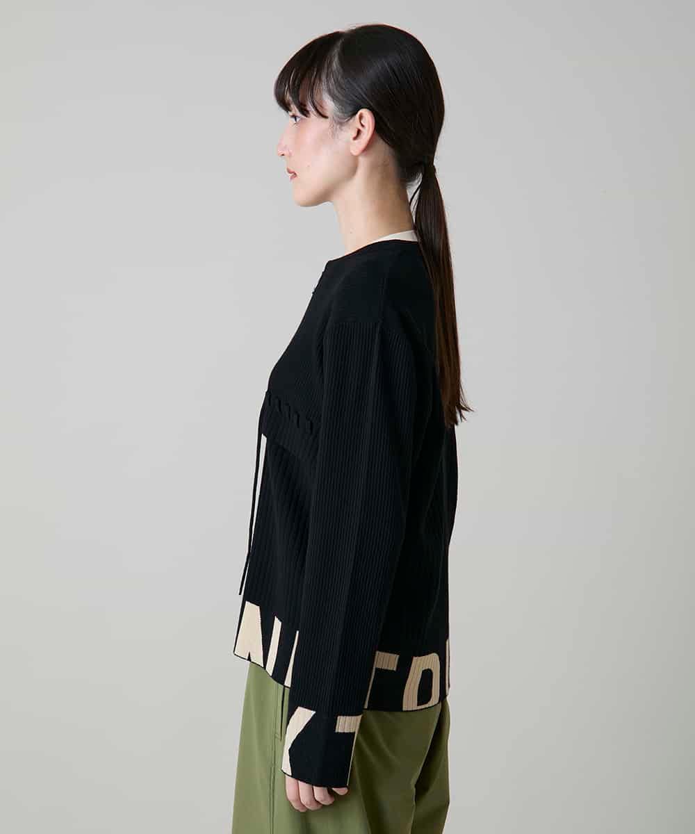 RSSLD09590 TRUNK HIROKO KOSHINO(ヒロココシノ) ロゴアクセントニットカーディガン ブラック