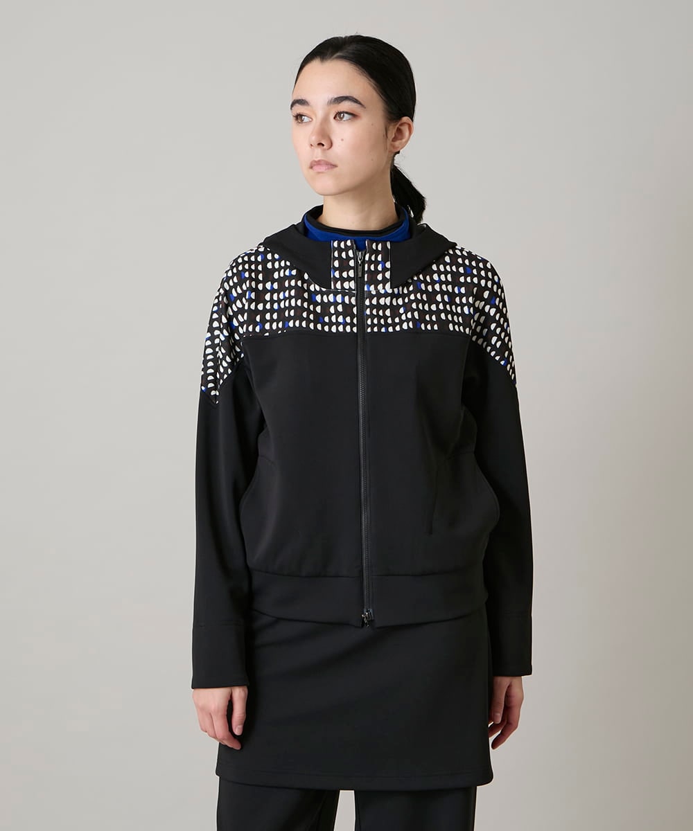 RSTAE18630 TRUNK HIROKO KOSHINO(ヒロココシノ) 小付きドットブロッキングデザインパーカー/洗える ブラック