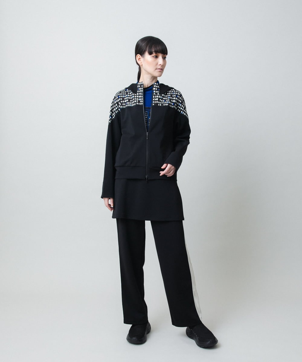 RSTAE18630 TRUNK HIROKO KOSHINO(ヒロココシノ) 小付きドットブロッキングデザインパーカー/洗える ブラック