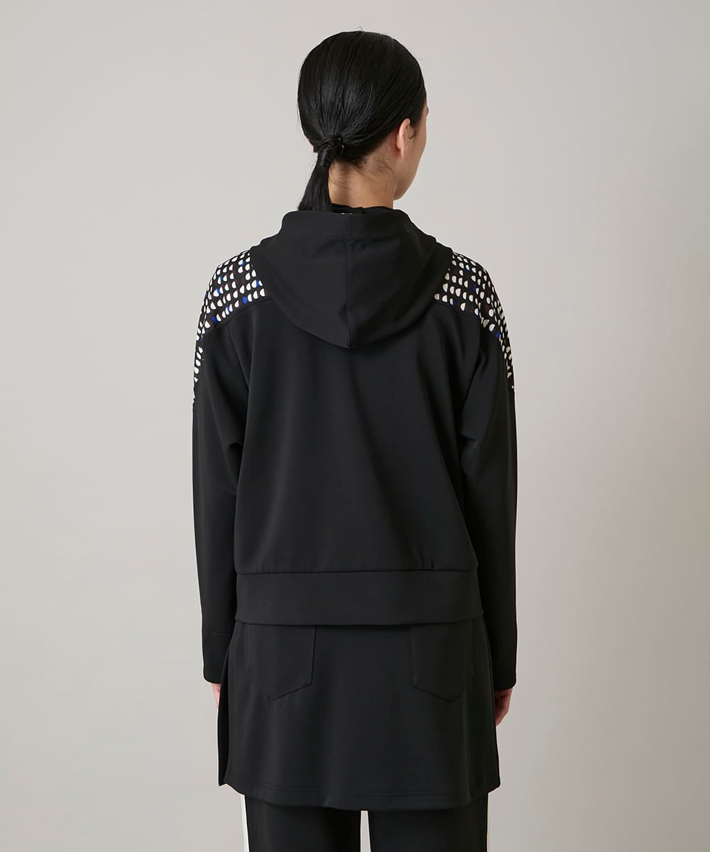 RSTAE18630 TRUNK HIROKO KOSHINO(ヒロココシノ) 小付きドットブロッキングデザインパーカー/洗える ブラック