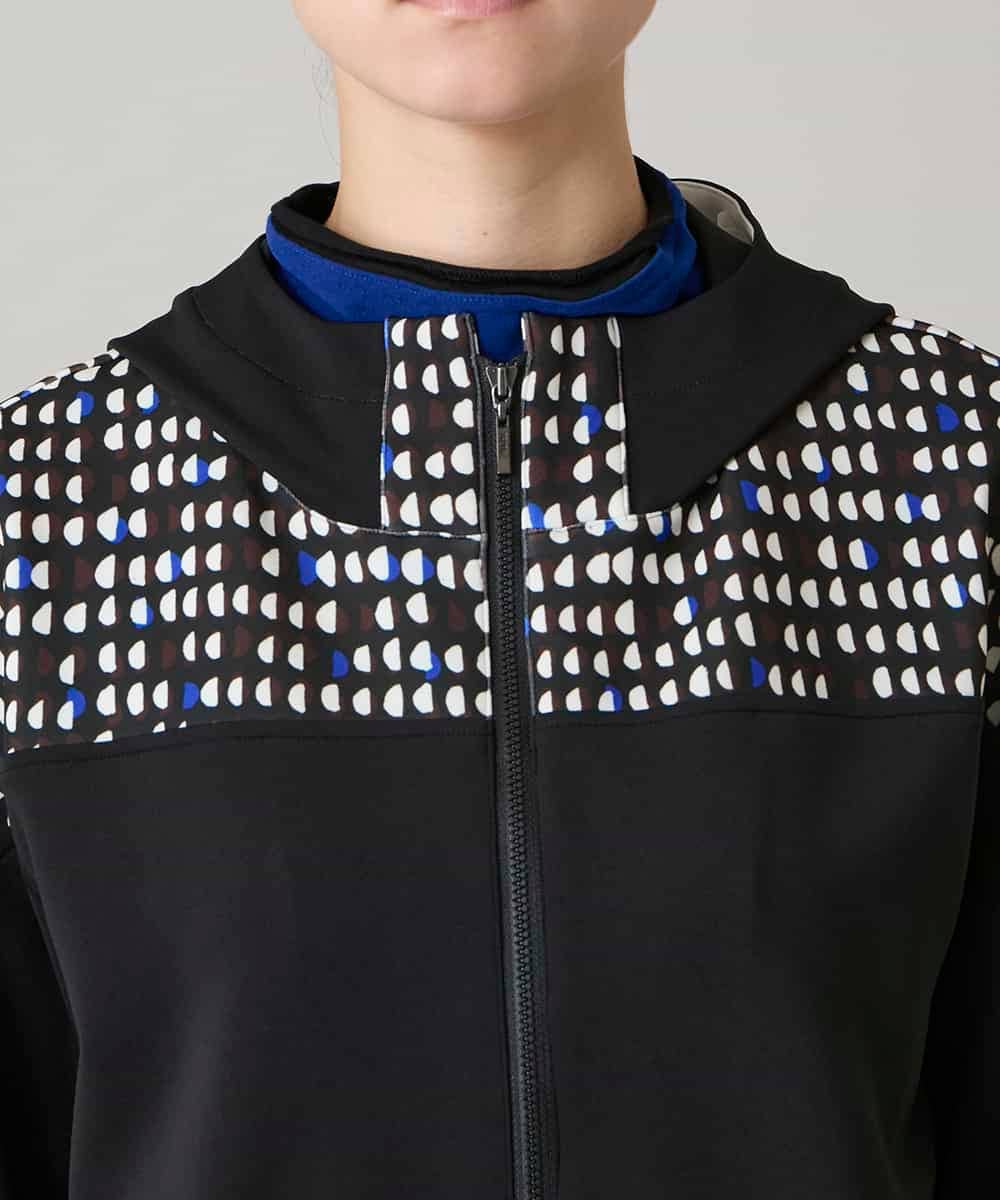 RSTAE18630 TRUNK HIROKO KOSHINO(ヒロココシノ) 小付きドットブロッキングデザインパーカー/洗える ブラック