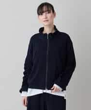 RSTEE32560 TRUNK HIROKO KOSHINO(ヒロココシノ) ドロストギャザーリブニットブルゾン /日本製/洗える ネイビー