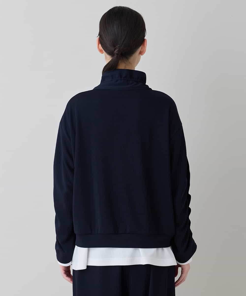 RSTEE32560 TRUNK HIROKO KOSHINO(ヒロココシノ) ドロストギャザーリブニットブルゾン /日本製/洗える ネイビー