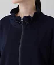 RSTEE32560 TRUNK HIROKO KOSHINO(ヒロココシノ) ドロストギャザーリブニットブルゾン /日本製/洗える ネイビー