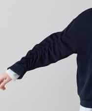 RSTEE32560 TRUNK HIROKO KOSHINO(ヒロココシノ) ドロストギャザーリブニットブルゾン /日本製/洗える ネイビー