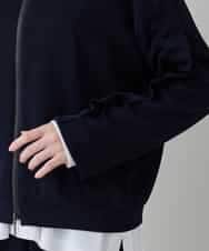 RSTEE32560 TRUNK HIROKO KOSHINO(ヒロココシノ) ドロストギャザーリブニットブルゾン /日本製/洗える ネイビー