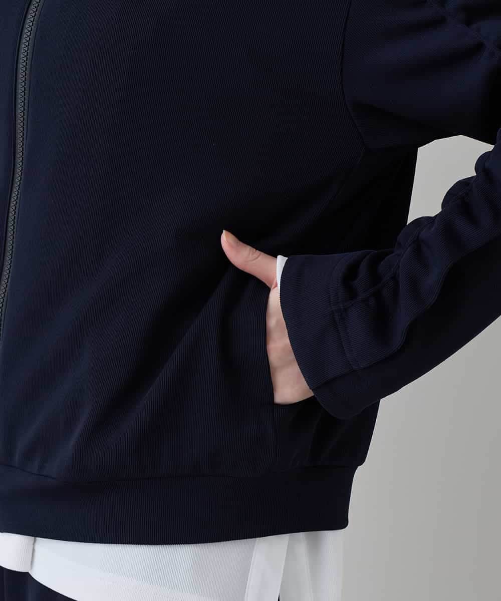 RSTEE32560 TRUNK HIROKO KOSHINO(ヒロココシノ) ドロストギャザーリブニットブルゾン /日本製/洗える ネイビー