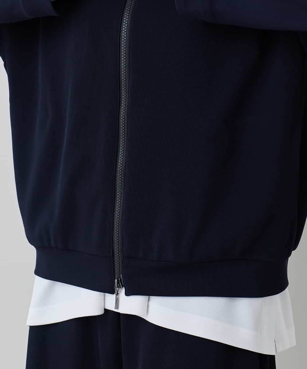 RSTEE32560 TRUNK HIROKO KOSHINO(ヒロココシノ) ドロストギャザーリブニットブルゾン /日本製/洗える ネイビー