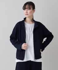 RSTEE32560 TRUNK HIROKO KOSHINO(ヒロココシノ) ドロストギャザーリブニットブルゾン /日本製/洗える ネイビー