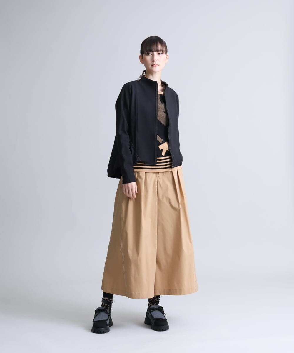 RSTEU41400 TRUNK HIROKO KOSHINO(ヒロココシノ) 【洗濯機で洗える】異素材ドッキングジップアップブルゾン ブラック