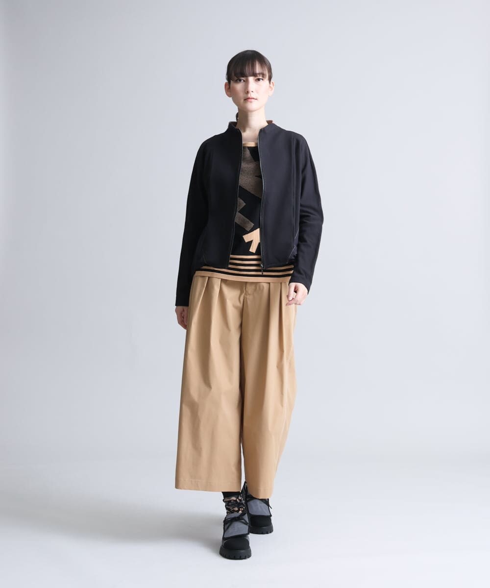 RSTEU41400 TRUNK HIROKO KOSHINO(ヒロココシノ) 【洗濯機で洗える】異素材ドッキングジップアップブルゾン ブラック
