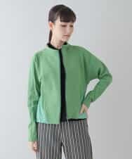 RSTEU41400 TRUNK HIROKO KOSHINO(ヒロココシノ) 【洗濯機で洗える】異素材ドッキングジップアップブルゾン グリーン