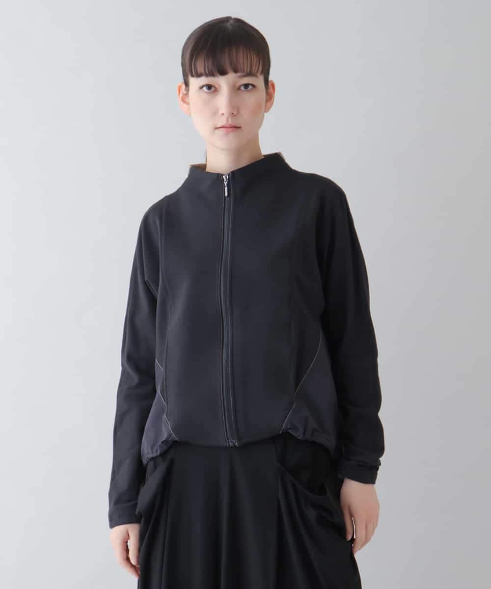 RSTEU41400 TRUNK HIROKO KOSHINO(ヒロココシノ) 【洗濯機で洗える】異素材ドッキングジップアップブルゾン ブラック