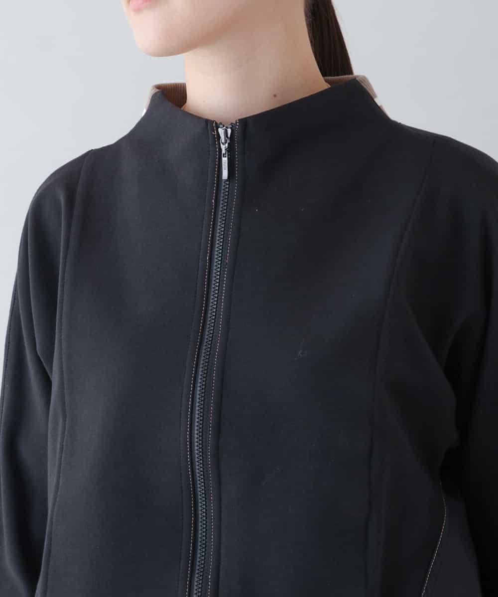 RSTEU41400 TRUNK HIROKO KOSHINO(ヒロココシノ) 【洗濯機で洗える】異素材ドッキングジップアップブルゾン ブラック