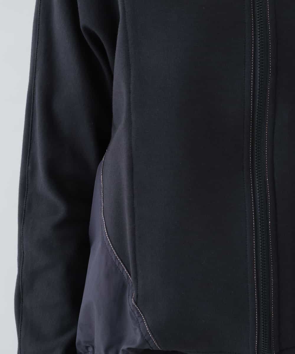 RSTEU41400 TRUNK HIROKO KOSHINO(ヒロココシノ) 【洗濯機で洗える】異素材ドッキングジップアップブルゾン ブラック