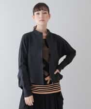 RSTEU41400 TRUNK HIROKO KOSHINO(ヒロココシノ) 【洗濯機で洗える】異素材ドッキングジップアップブルゾン ブラック