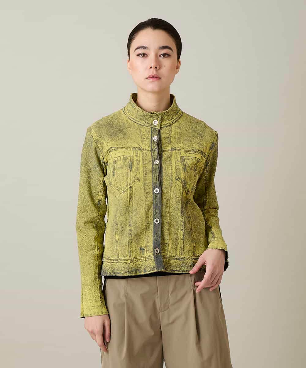 RSTFD02590 TRUNK HIROKO KOSHINO(ヒロココシノ) 立体ストレッチデニムスタンドカラージャケット/日本製/洗える ライトイエロー