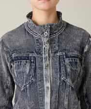 RSTFD02590 TRUNK HIROKO KOSHINO(ヒロココシノ) 立体ストレッチデニムスタンドカラージャケット/日本製/洗える ネイビー