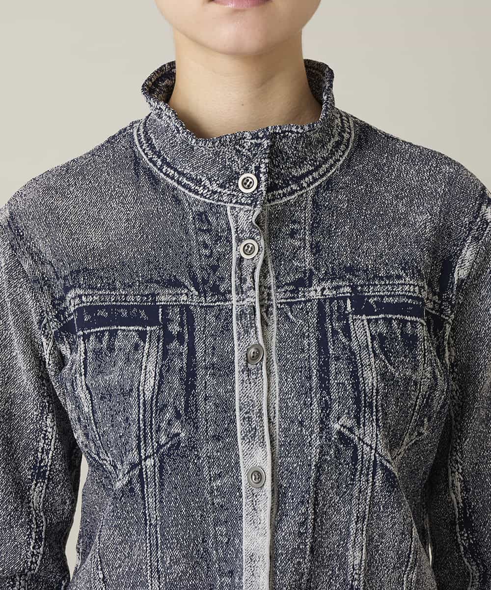 RSTFD02590 TRUNK HIROKO KOSHINO(ヒロココシノ) 立体ストレッチデニムスタンドカラージャケット/日本製/洗える ネイビー