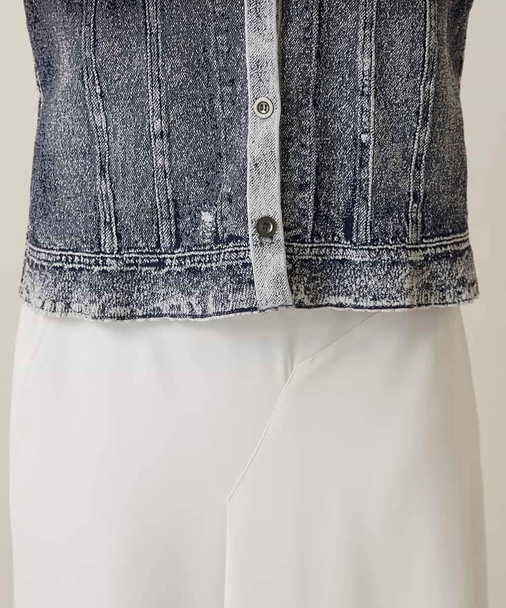 RSTFD02590 TRUNK HIROKO KOSHINO(ヒロココシノ) 立体ストレッチデニムスタンドカラージャケット/日本製/洗える ネイビー