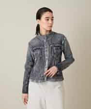 RSTFD02590 TRUNK HIROKO KOSHINO(ヒロココシノ) 立体ストレッチデニムスタンドカラージャケット/日本製/洗える ネイビー