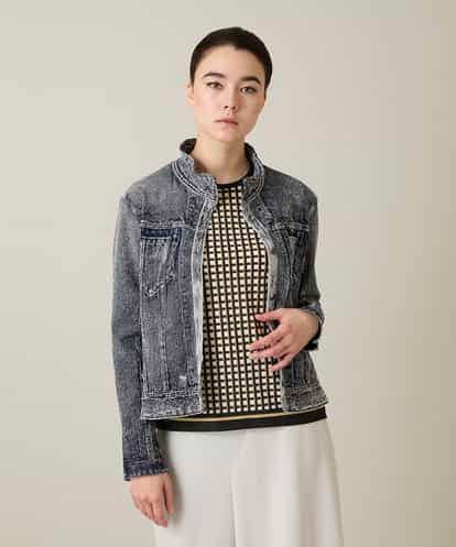 RSTFD02590 TRUNK HIROKO KOSHINO 立体ストレッチデニムスタンドカラージャケット/日本製/洗える