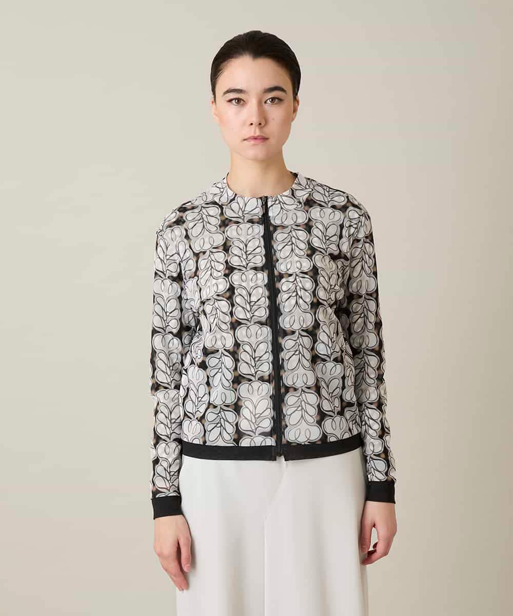 RSTFD04430 TRUNK HIROKO KOSHINO(ヒロココシノ) ファジーフラワーチュールブルゾン/日本製/洗える ブラック