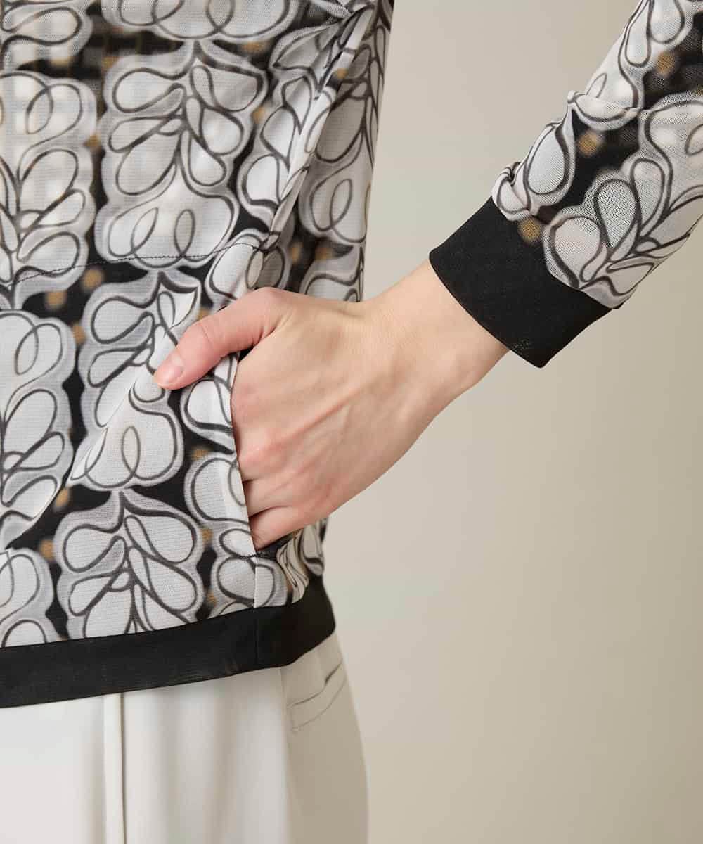 RSTFD04430 TRUNK HIROKO KOSHINO(ヒロココシノ) ファジーフラワーチュールブルゾン/日本製/洗える ブラック