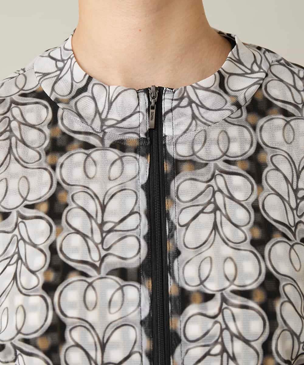 RSTFD04430 TRUNK HIROKO KOSHINO(ヒロココシノ) ファジーフラワーチュールブルゾン/日本製/洗える ブラック