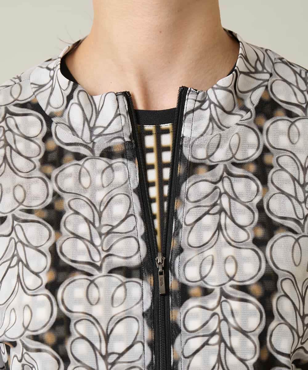 RSTFD04430 TRUNK HIROKO KOSHINO(ヒロココシノ) ファジーフラワーチュールブルゾン/日本製/洗える ブラック