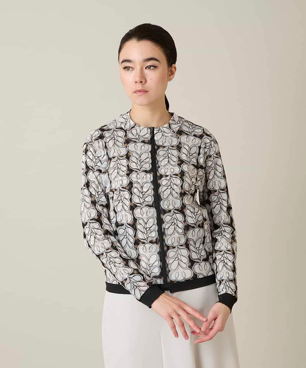 RSTFD04430 TRUNK HIROKO KOSHINO(ヒロココシノ) ファジーフラワーチュールブルゾン/日本製/洗える ブラック